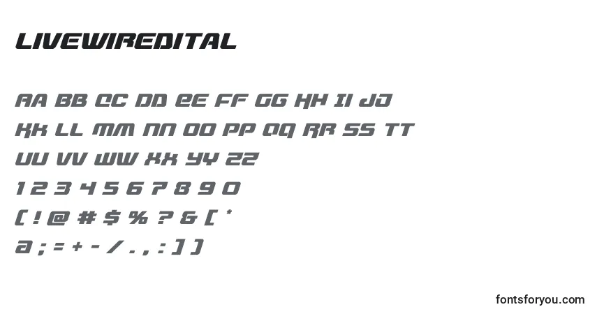 Schriftart Livewiredital (132754) – Alphabet, Zahlen, spezielle Symbole