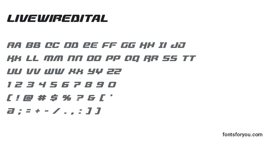 Шрифт Livewiredital (132755) – алфавит, цифры, специальные символы