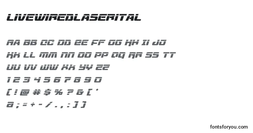 A fonte Livewiredlaserital (132758) – alfabeto, números, caracteres especiais