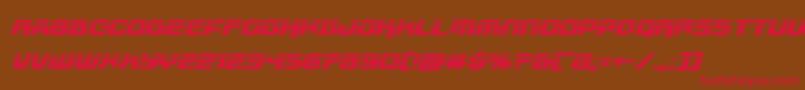 フォントlivewiredlaserital – 赤い文字が茶色の背景にあります。