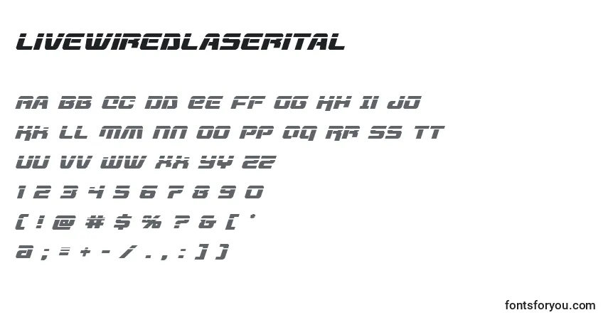 A fonte Livewiredlaserital (132759) – alfabeto, números, caracteres especiais