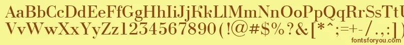 フォントBodoninovaRegular – 茶色の文字が黄色の背景にあります。