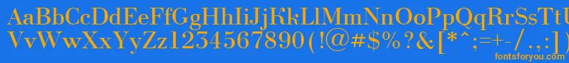 フォントBodoninovaRegular – オレンジ色の文字が青い背景にあります。