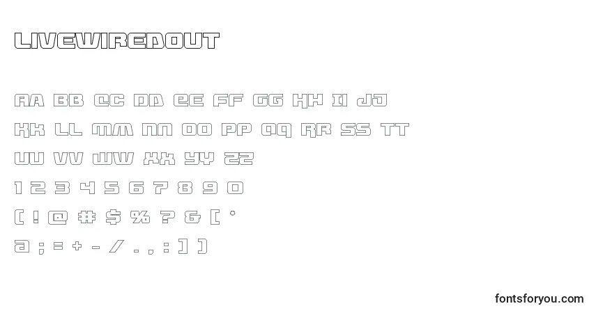 A fonte Livewiredout (132763) – alfabeto, números, caracteres especiais