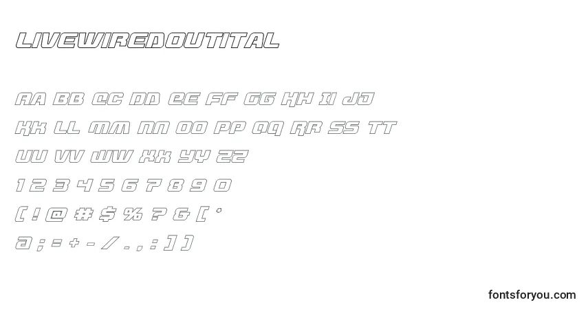 Шрифт Livewiredoutital (132764) – алфавит, цифры, специальные символы