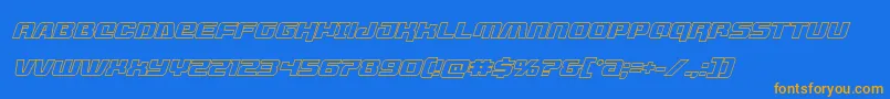 livewiredoutital-Schriftart – Orangefarbene Schriften auf blauem Hintergrund