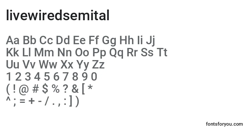 A fonte Livewiredsemital (132767) – alfabeto, números, caracteres especiais