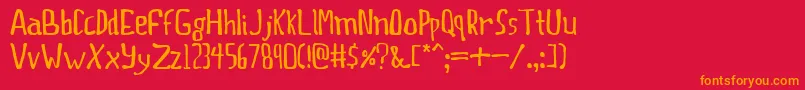 フォントThisprty – 赤い背景にオレンジの文字