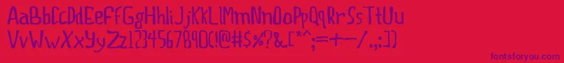 フォントThisprty – 赤い背景に紫のフォント