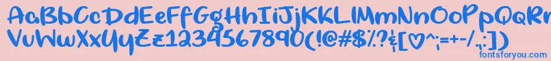 フォントLiving Selflessly   – ピンクの背景に青い文字