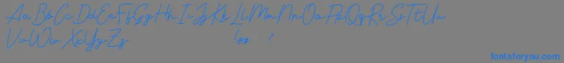 Livvie Signature-Schriftart – Blaue Schriften auf grauem Hintergrund