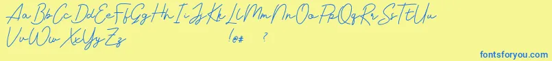 Livvie Signature Font – Blue Fonts on Yellow Background