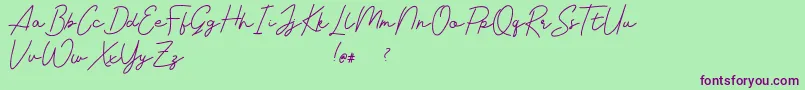 Livvie Signature Font – Purple Fonts on Green Background