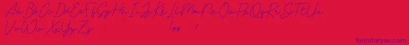 Livvie Signature Font – Purple Fonts on Red Background