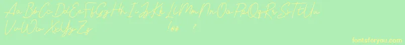 Livvie Signature Font – Yellow Fonts on Green Background