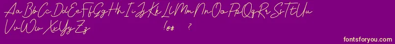 Livvie Signature Font – Yellow Fonts on Purple Background