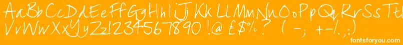 Weitere Informationen zur lizzielongstocking-Schriftart lizzielongstocking-Schriftart – Weiße Schriften auf orangefarbenem Hintergrund