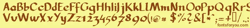 フォントLLCARG   – 茶色の文字が黄色の背景にあります。