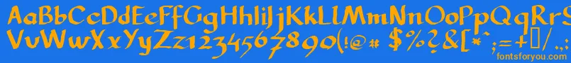 フォントLLCARG   – オレンジ色の文字が青い背景にあります。