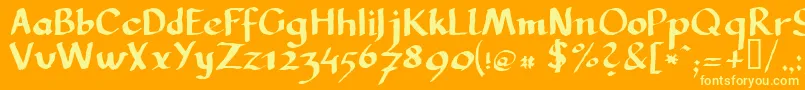 LLCARG  -Schriftart – Gelbe Schriften auf orangefarbenem Hintergrund