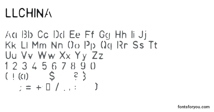 Schriftart LLCHINA – Alphabet, Zahlen, spezielle Symbole