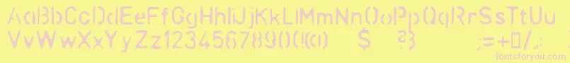 LLCHINA-fontti – vaaleanpunaiset fontit keltaisella taustalla