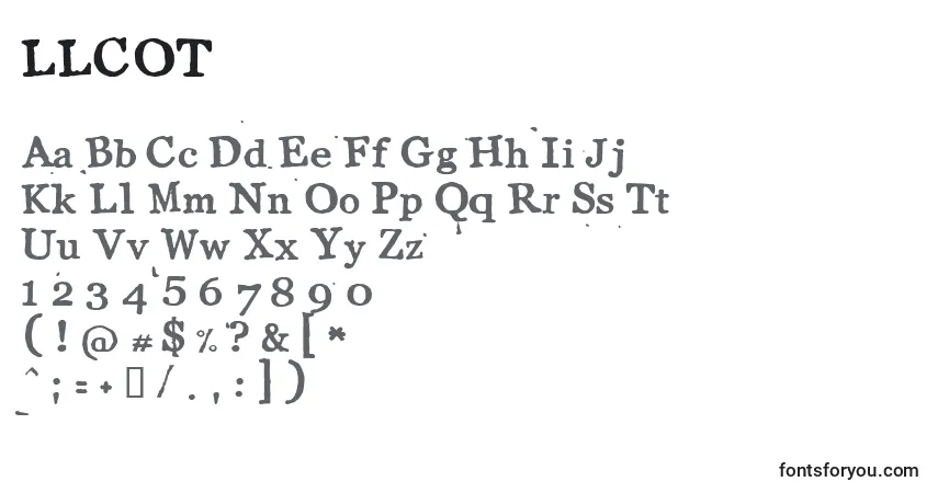 A fonte LLCOT    (132780) – alfabeto, números, caracteres especiais