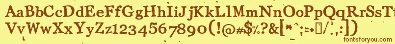 フォントLLCOT    – 茶色の文字が黄色の背景にあります。