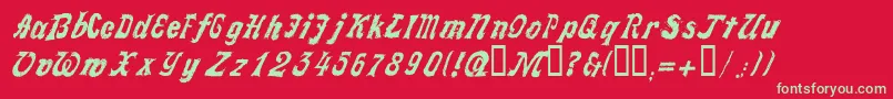 フォントLLFAKTOT – 赤い背景に緑の文字