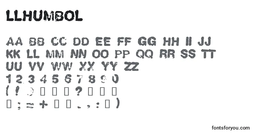 Czcionka LLHUMBOL – alfabet, cyfry, specjalne znaki