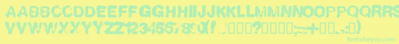 フォントLLHUMBOL – 黄色い背景に緑の文字