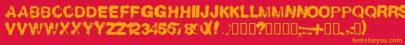 LLHUMBOL-Schriftart – Orangefarbene Schriften auf rotem Hintergrund