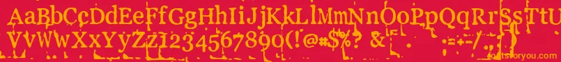 フォントLLPEBL   – 赤い背景にオレンジの文字