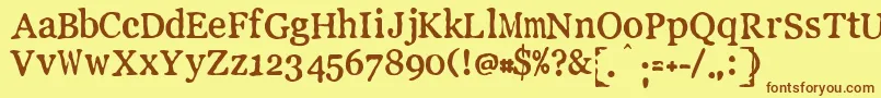 LLPEW   -fontti – ruskeat fontit keltaisella taustalla