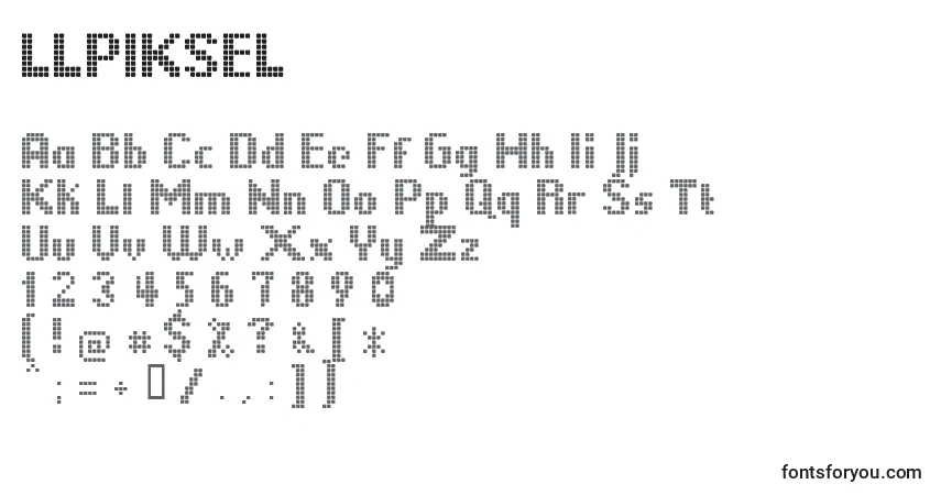 A fonte LLPIKSEL – alfabeto, números, caracteres especiais