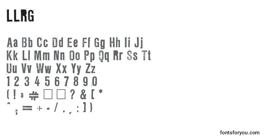 A fonte LLRG (132788) – alfabeto, números, caracteres especiais