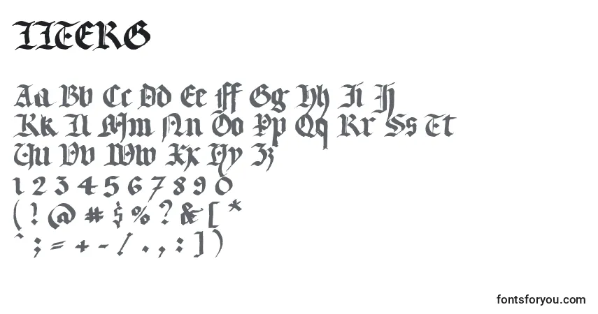 A fonte LLTERG   (132789) – alfabeto, números, caracteres especiais