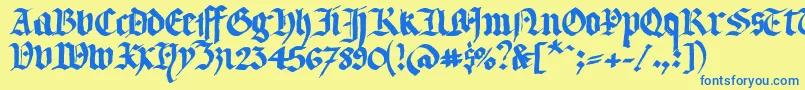 Czcionka LLTERG   – niebieskie czcionki na żółtym tle