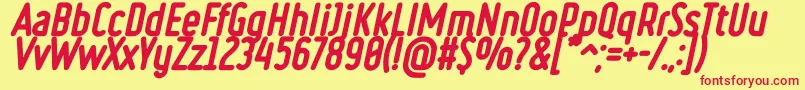 RulerHeavyItalic Font – Red Fonts on Yellow Background