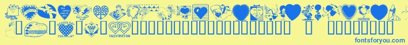 LM Valentines  1 Font – Blue Fonts on Yellow Background