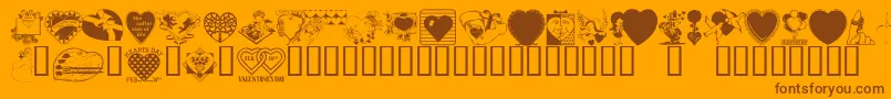Fonte LM Valentines  1 – fontes marrons em um fundo laranja