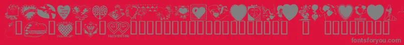 フォントLM Valentines  1 – 赤い背景に灰色の文字