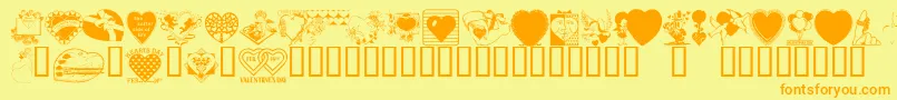 LM Valentines  1-Schriftart – Orangefarbene Schriften auf gelbem Hintergrund