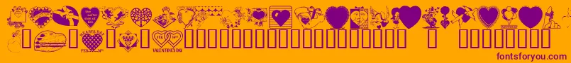 Czcionka LM Valentines  1 – fioletowe czcionki na pomarańczowym tle