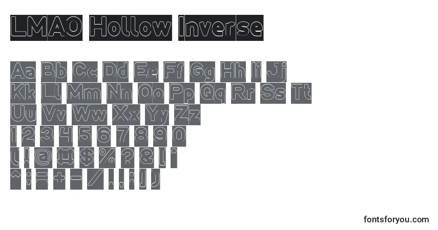 Czcionka LMAO Hollow Inverse – alfabet, cyfry, specjalne znaki