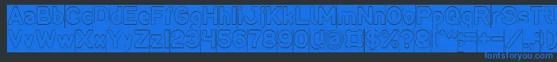 LMAO Hollow Inverse-Schriftart – Blaue Schriften auf schwarzem Hintergrund
