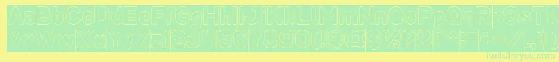 Fonte LMAO Hollow Inverse – fontes verdes em um fundo amarelo