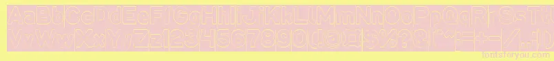 LMAO Hollow Inverse-Schriftart – Rosa Schriften auf gelbem Hintergrund