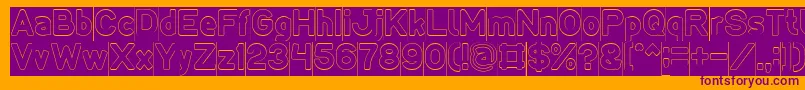 LMAO Hollow Inverse-Schriftart – Violette Schriften auf orangefarbenem Hintergrund