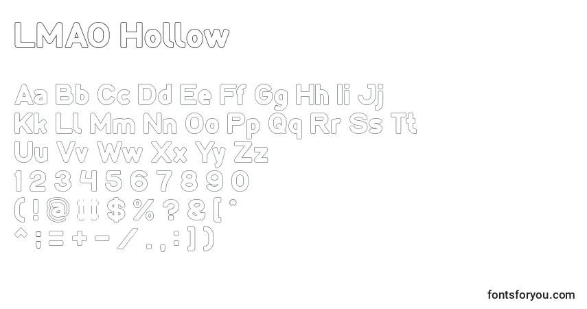 Шрифт LMAO Hollow – алфавит, цифры, специальные символы